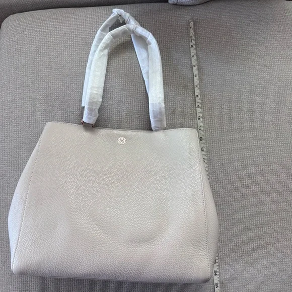 Dagne Dover Allyn Large Cream Tote Bag in bone color - Picture 8 of 14